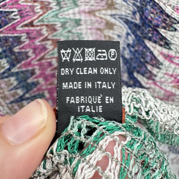 Missoni Signature Zigzag Chevron Knitted Scarf Multicolor 70" x 30" Fringe Italy - Picture 8 of 8